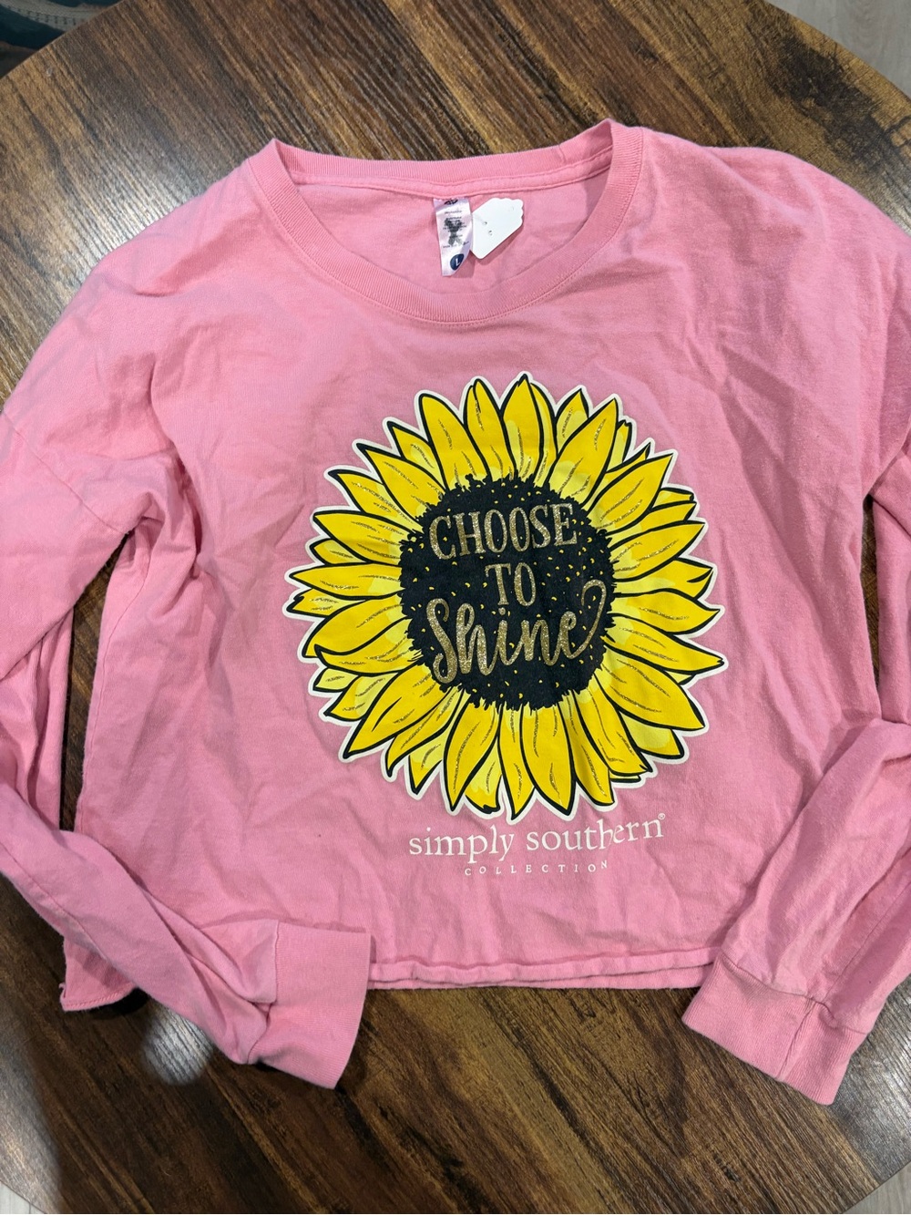 Simply Southern Pink Sunflower "Choose to Shine" Long Sleeve Top